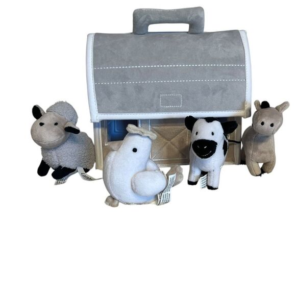 Lambs & Ivy Baby Farm Plush Barn with 4‎ Stuffed Animals Toy - Taupe/Gray/White - Picture 2 of 10